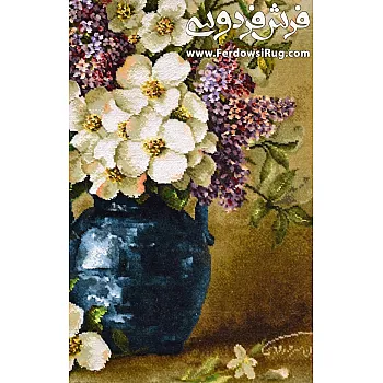 Tabriz handmade wall rug with flower pot design