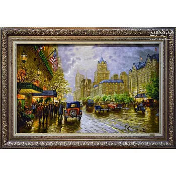 Handwoven Wall Carpet New York Street Design Tabriz