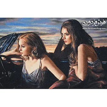 تابلو فرش دستباف طرح پرتره دو خواهر بافت تبریز 