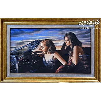 تابلو فرش دستباف طرح پرتره دو خواهر بافت تبریز 