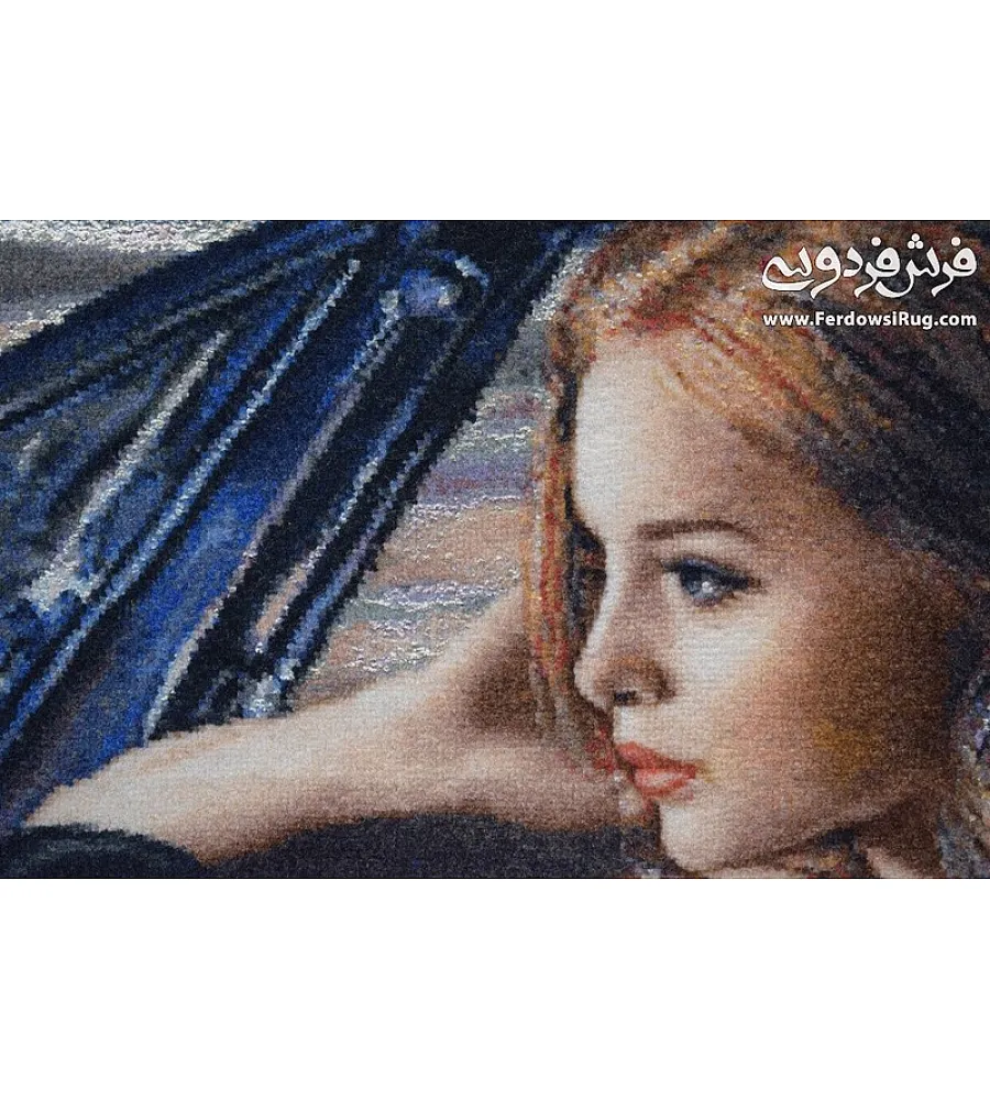 تابلو فرش دستباف طرح پرتره دو خواهر بافت تبریز مناسب دکوراسیون داخلی با رنگ های طبیعی و کیفیت بالا