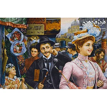 تابلو فرش دستباف طرح بازار شانزلیزه بافت تبریز 