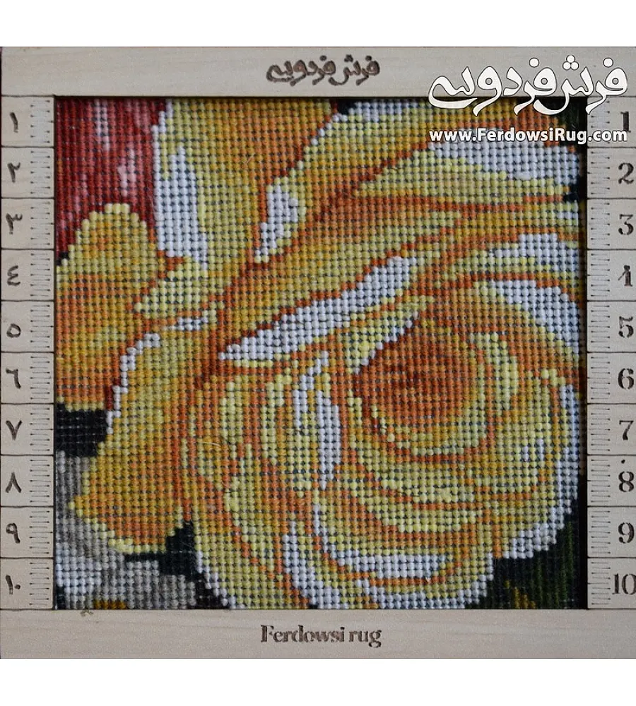 Tabriz handmade wall rug with intricate yellow rose branch design on a vibrant background perfect for home decor