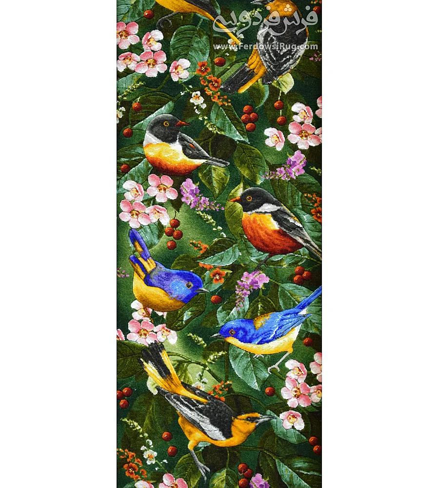 Handmade Tabriz wall rug featuring a vibrant king parrot design, perfect for enhancing home decor.