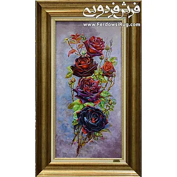 Handwoven Wall Carpet Rose Branch Design Tabriz