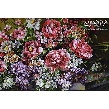 تابلو فرش دستباف طرح دسته گل خواستگاری بافت تبریز 