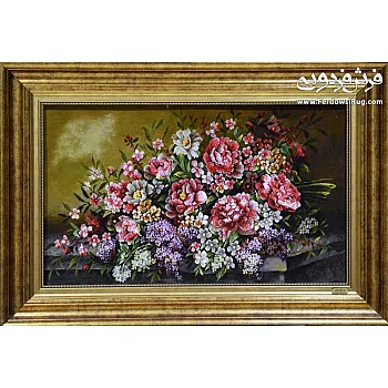تابلو فرش دستباف طرح دسته گل خواستگاری بافت تبریز 