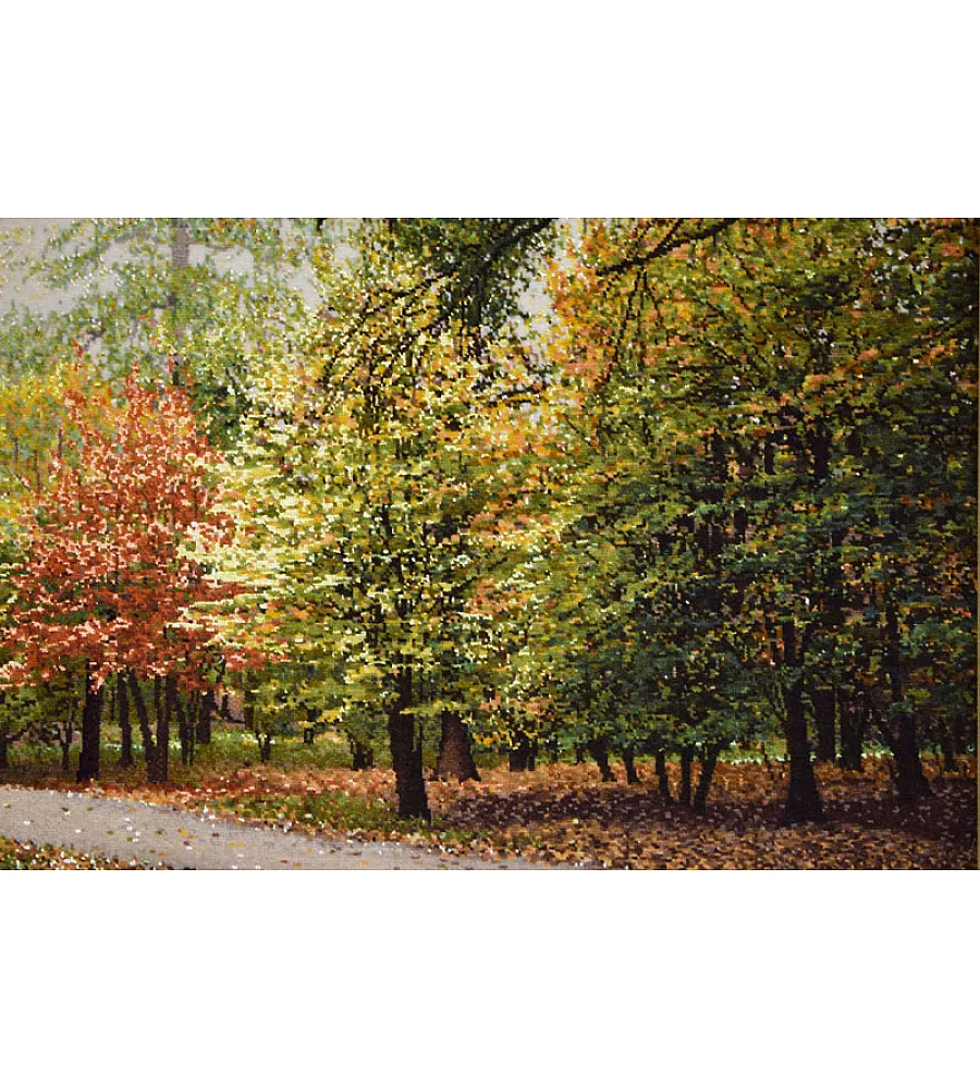 تابلو فرش دستباف طرح جنگل پاییزی بافت تبریز 