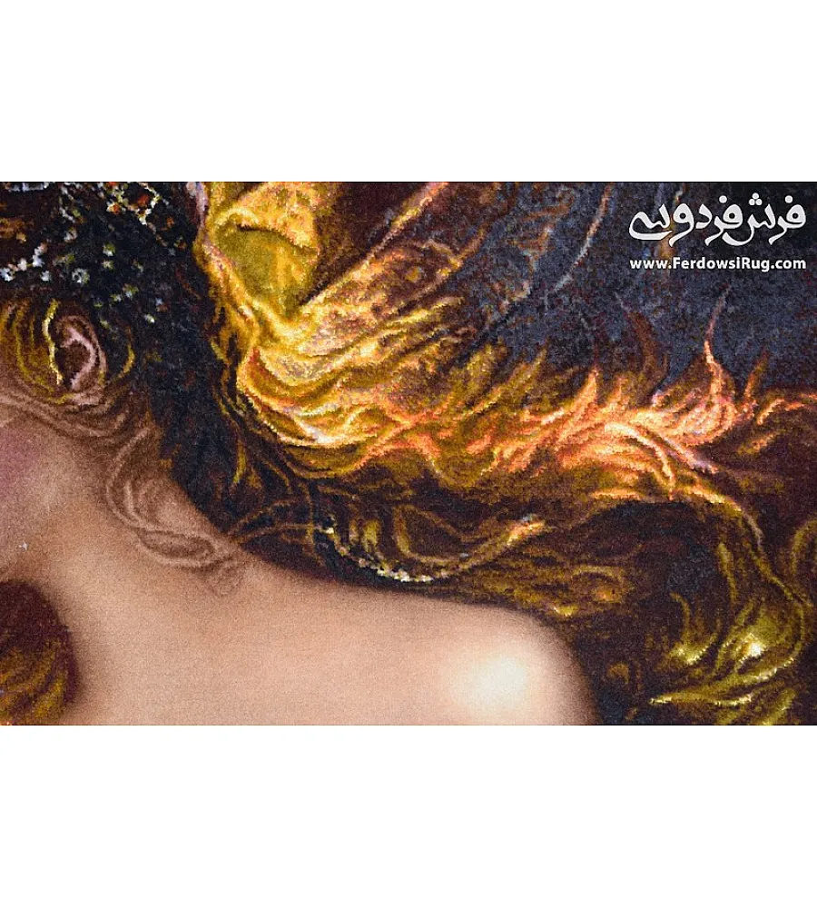 تابلو فرش دستباف طرح دختر رویا بافت تبریز رنگ های زنده و کیفیت عالی مناسب دکوراسیون منزل یا هدیه