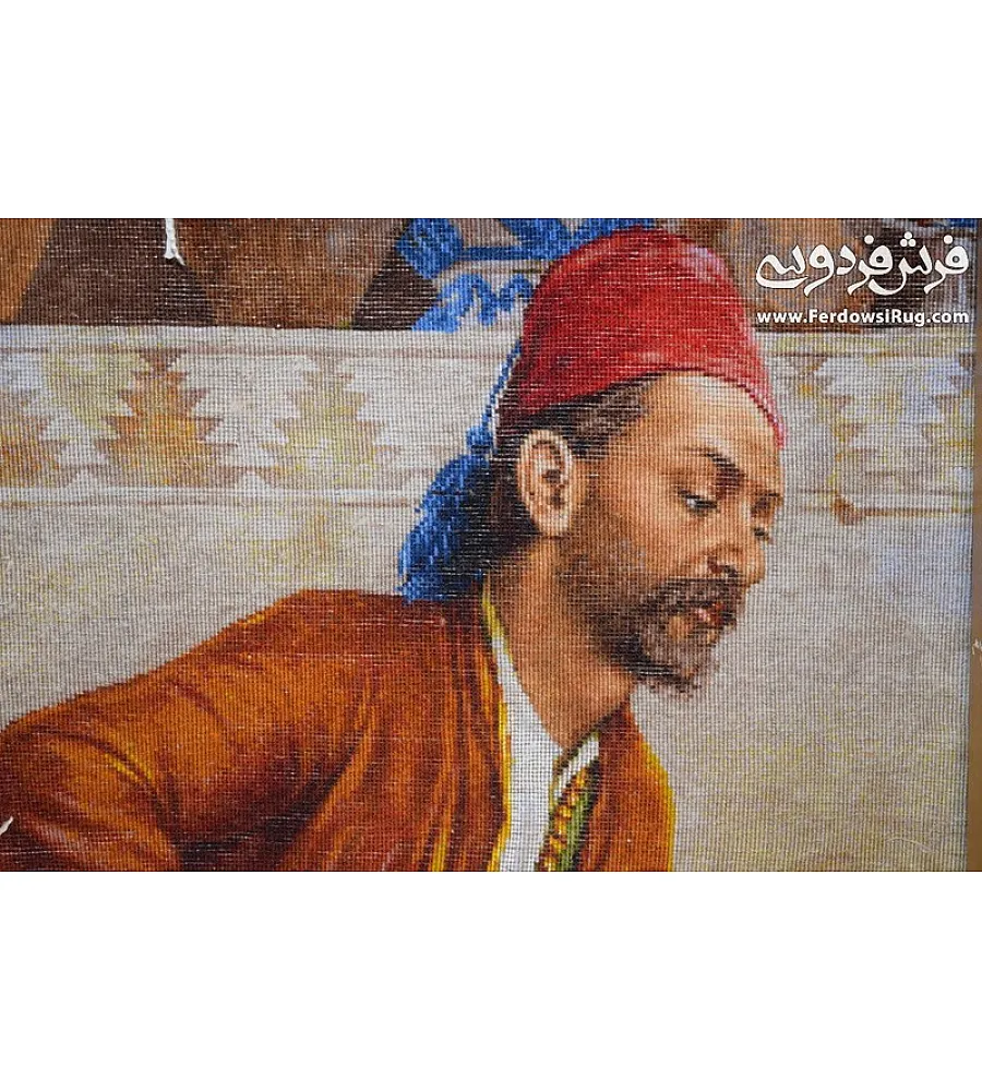 تابلو فرش دستباف مرد کوزه فروش بافت تبریز 