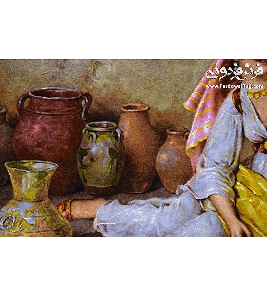 تابلو فرش دستباف مرد کوزه فروش بافت تبریز 