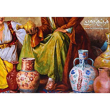تابلو فرش دستباف مرد کوزه فروش بافت تبریز 