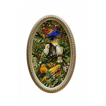 تابلو فرش دستباف طرح طوطی بیضی بافت تبریز 