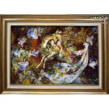 تابلو فرش دستباف طرح مینیاتور نیاز ونوازش بافت تبریز