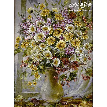 Tabriz handmade wall rug with flower of memory design