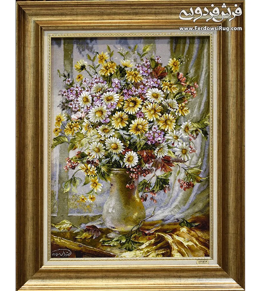 Alt text: Tabriz handmade wall rug with flower of memory design colorful floral patterns luxury decor handcrafted woolen tapestry