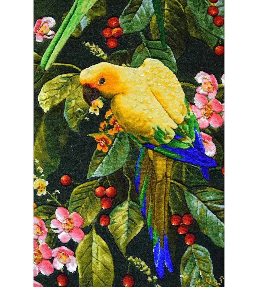 Tabriz handmade wall rug with Tall parrot garden design in vibrant colors, ideal for luxury home decor