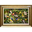 Tabriz handmade wall rug featuring an intricate Sparrow garden design, showcasing vibrant colors and premium craftsmanship.
