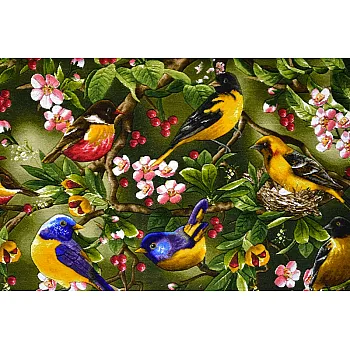 تابلو فرش دستباف طرح پرندگان بهاری بافت تبریز 