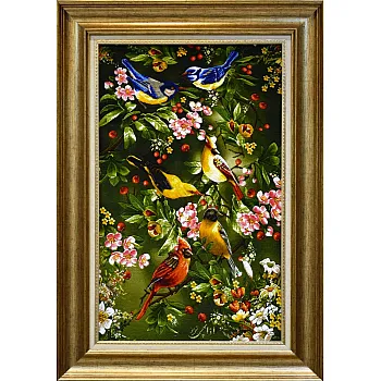Tabriz handmade wall rug with Beautiful birds design
