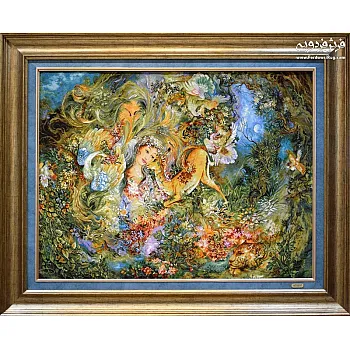 تابلو فرش دستباف طرح مینیاتور دایره هستی سایز متوسط بافت تبریز 