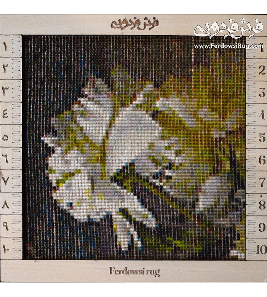 تابلو فرش دستباف طرح گل سفید، هنر تبریز با کیفیت بالا مناسب دکوراسیون داخلی و هدیه ای خاص