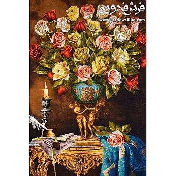 Tabriz handmade wall rug with Flowers and candles painting design