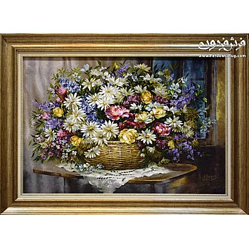 تابلو فرش دستباف طرح صبح بهاری بافت تبریز 