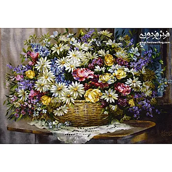 تابلو فرش دستباف طرح صبح بهاری بافت تبریز 