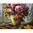 تابلو فرش دستباف طرح گل رز با رنگ های زنده و جزئیات دقیق مخصوص دکوراسیون منزل یا هدیه خاص ساخت تبریز