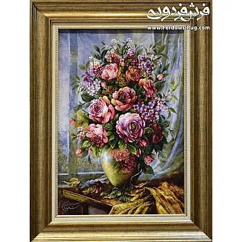 تابلو فرش دستباف طرح گل رز سیدیان بافت تبریز 