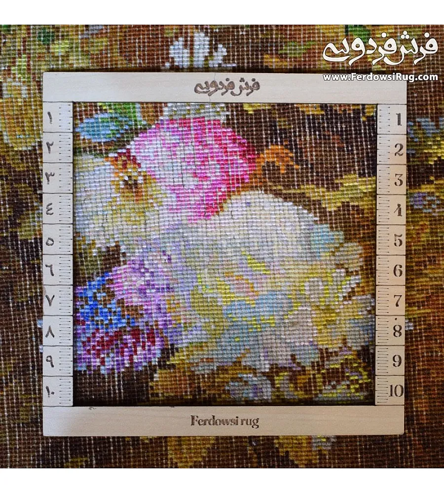 تابلو فرش دستباف طرح مینیاتور بوسه بر آهو تبریز بافته شده در دو متری مناسب دکوراسیون داخلی