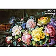 تابلو فرش دستباف تبریز طرح گل خواستگاری رنگ های زنده و بافت هنرمندانه مناسب دکوراسیون داخلی کلاسیک