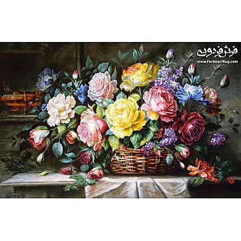 تابلو فرش دستباف طرح گل خواستگاری بافت تبریز 