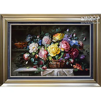 تابلو فرش دستباف طرح گل خواستگاری بافت تبریز 