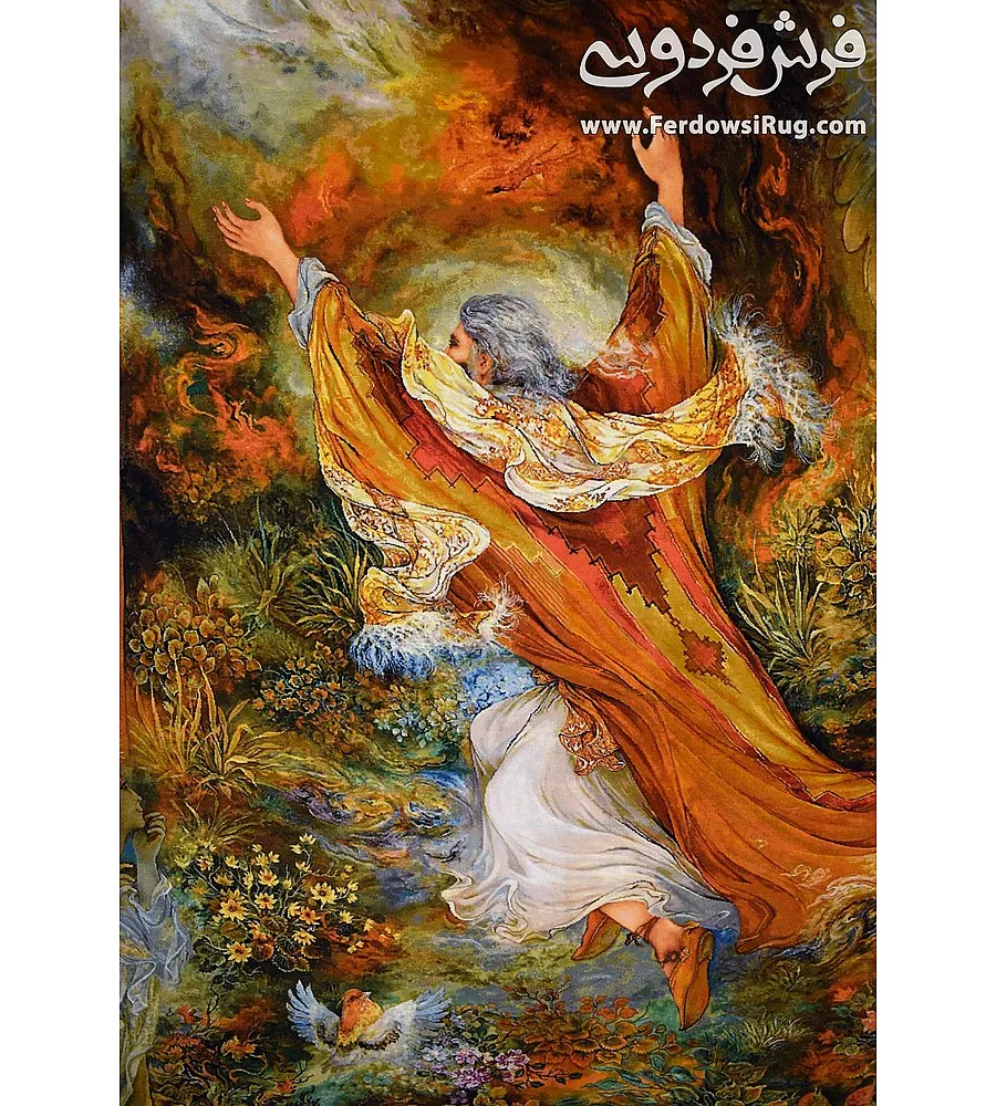 Alt text: Tabriz handmade wall rug featuring Hazrat Ibrahim design, intricate patterns, high-quality craftsmanship for home decor
