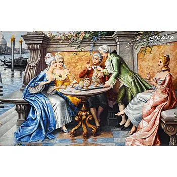 تابلو فرش دستباف طرح صبحانه خوری ونیز  بافت تبریز 