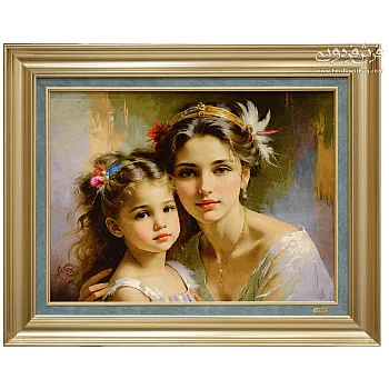 تابلوفرش دستباف طرح پرتره مادر دختر بافت تبریز 