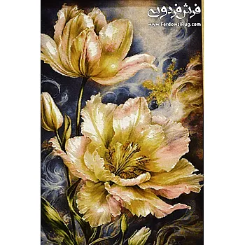 Handmade carpet tableau, Abundant flowers, Tabriz texture