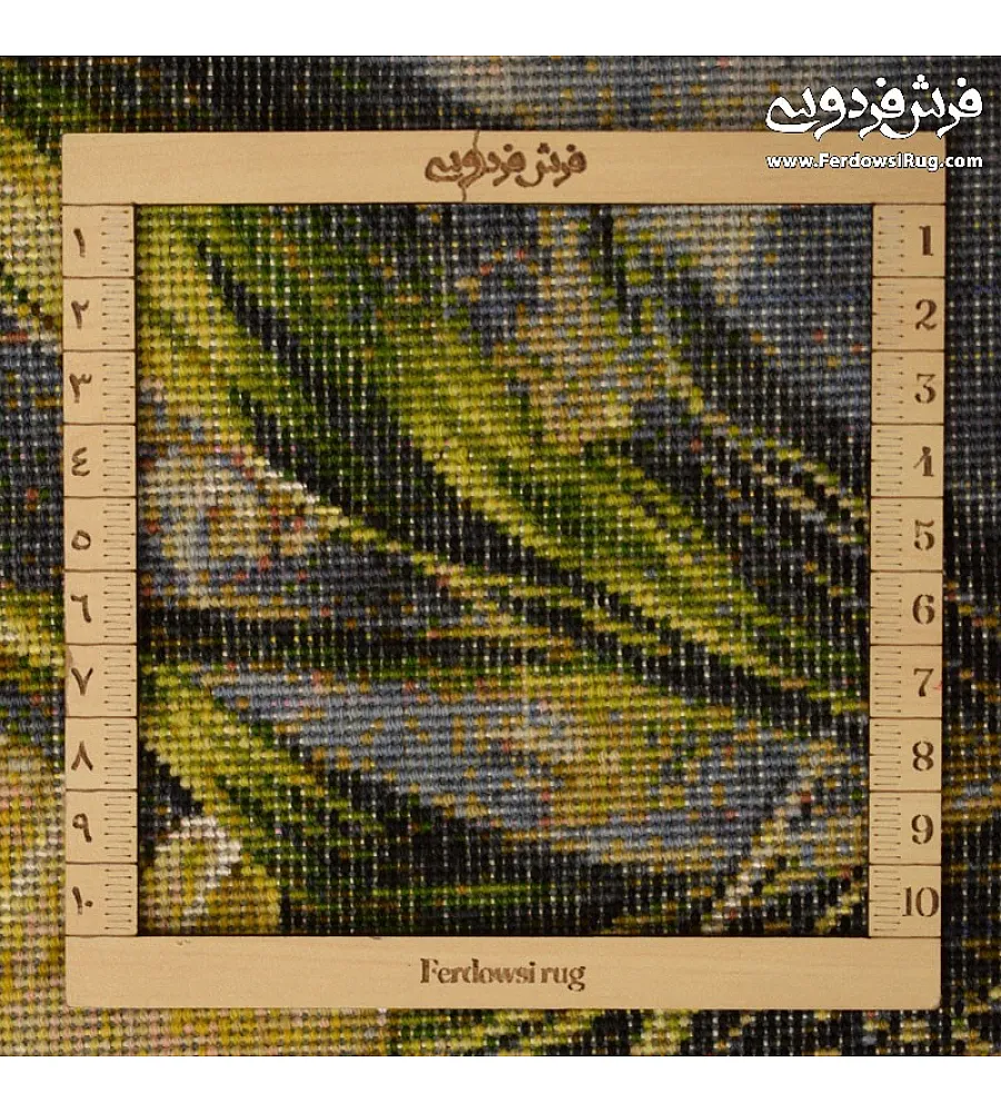 Handmade carpet tableau with vibrant abundant flowers, crafted in fine Tabriz texture, perfect for elegant home decor.