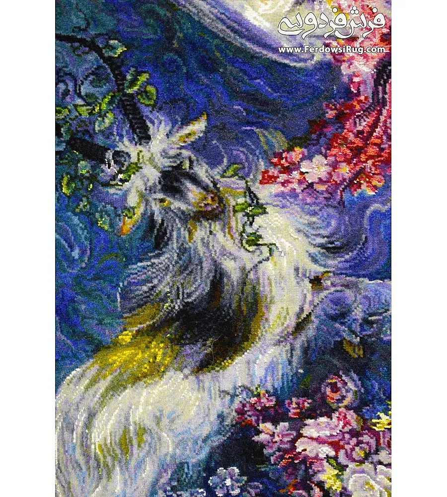 تابلو فرش دستباف مینیاتور شکوفه صبحگاهی طرح زیبا و هنری بافت تبریز مناسب دکوراسیون مدرن و کلاسیک