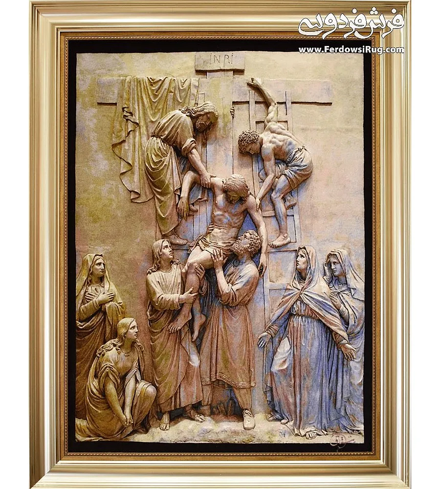 تابلو فرش دستباف طرح مسیح با کیفیت بالا مناسب دکوراسیون منزل و هدیه خاص تولید تبریز سایز بزرگ