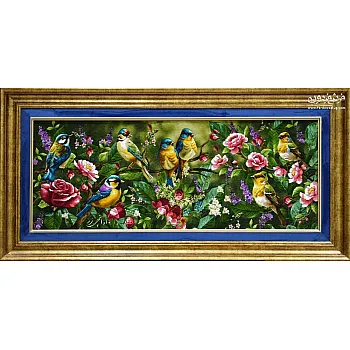 تابلو فرش دستباف طرح پرنده های زندگی بافت تبریز