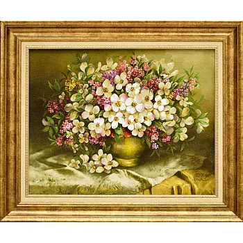 تابلو فرش دستباف طرح گلدان سلطنتی بافت تبریز 