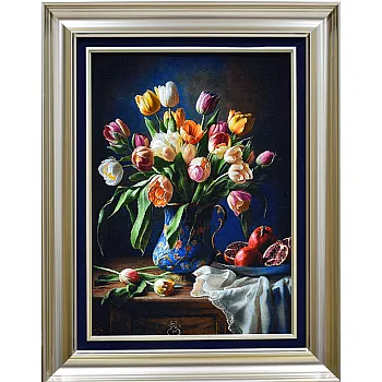 تابلو فرش دستباف طرح گل های رز بافت تبریز 