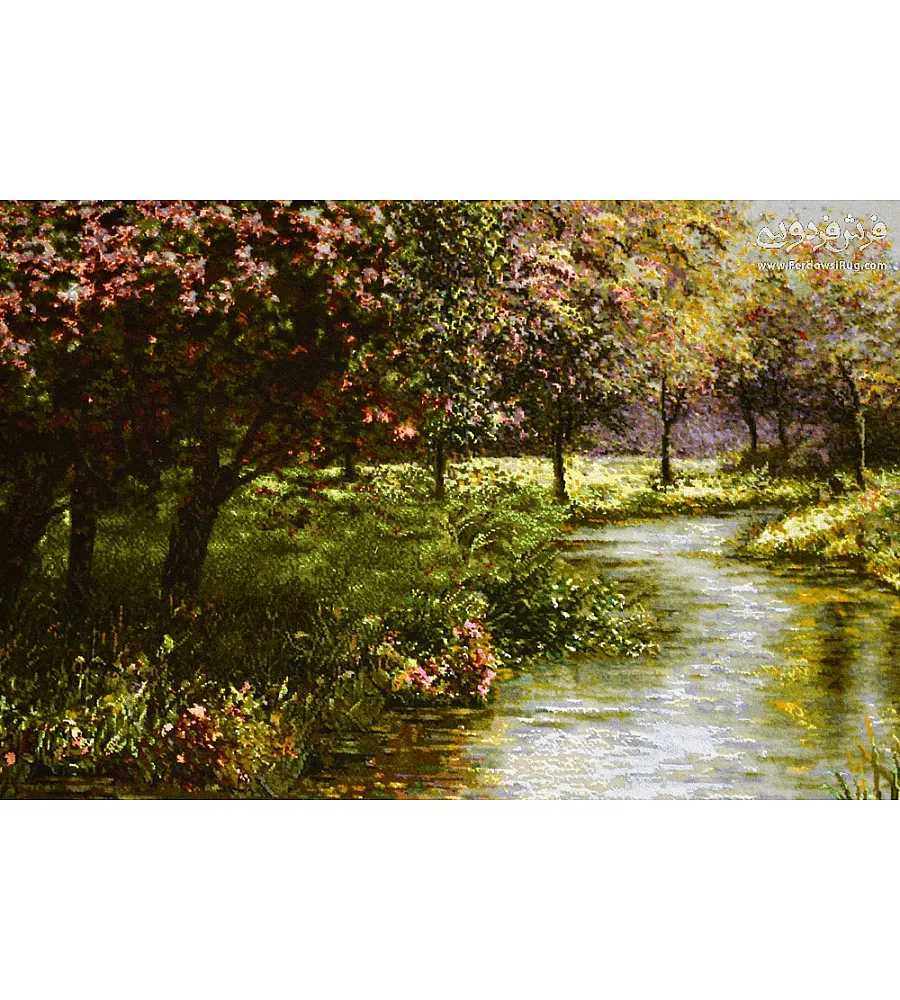 تابلو فرش دستباف منظره آرامش بافت تبریز کیفیت بالا مناسب دکوراسیون داخلی