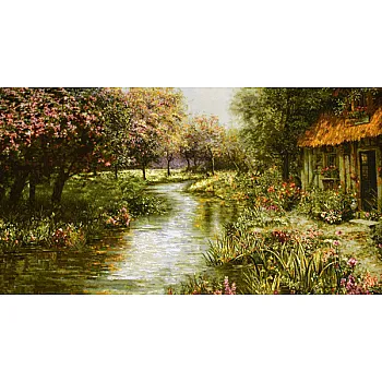 تابلو فرش دستباف طرح منظره آرامش بافت تبریز 