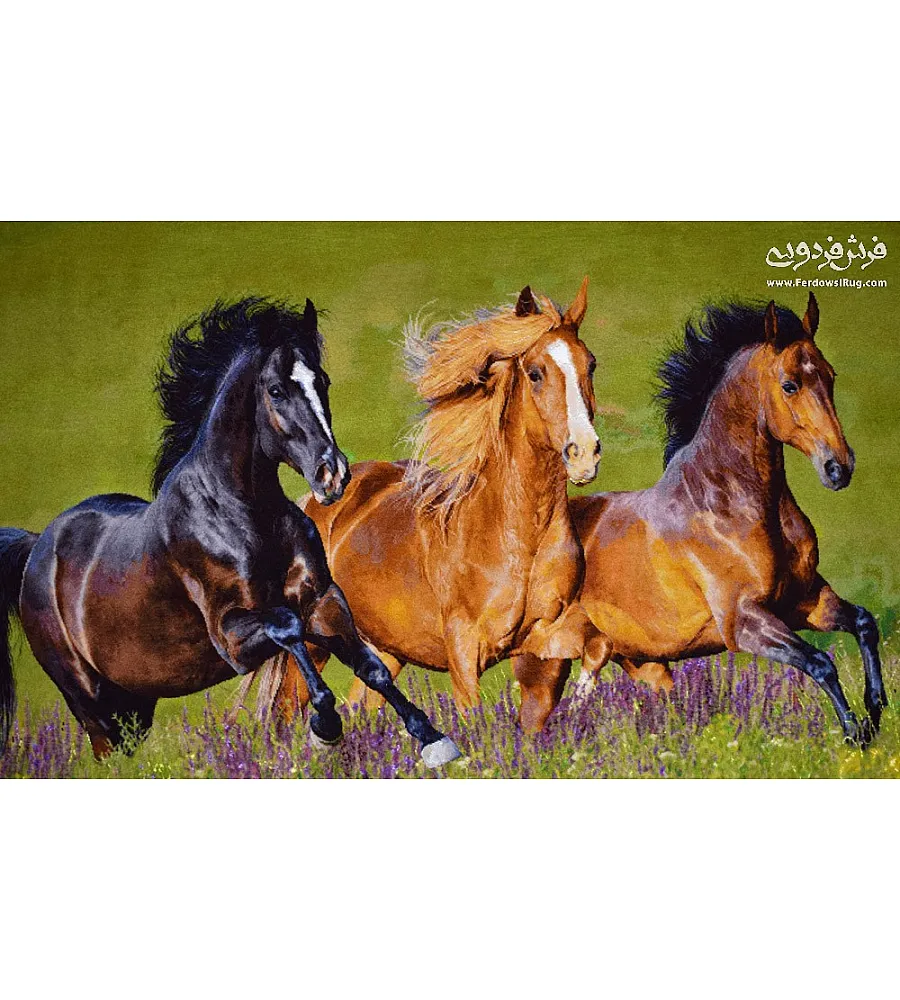 تابلو فرش دستباف طرح اسب رنگارنگ بافت تبریز مناسب دکوراسیون منزل و هدیه خاص
