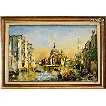 تابلو فرش دستباف طرح اسکله ونیز ایتالیا بافت تبریز