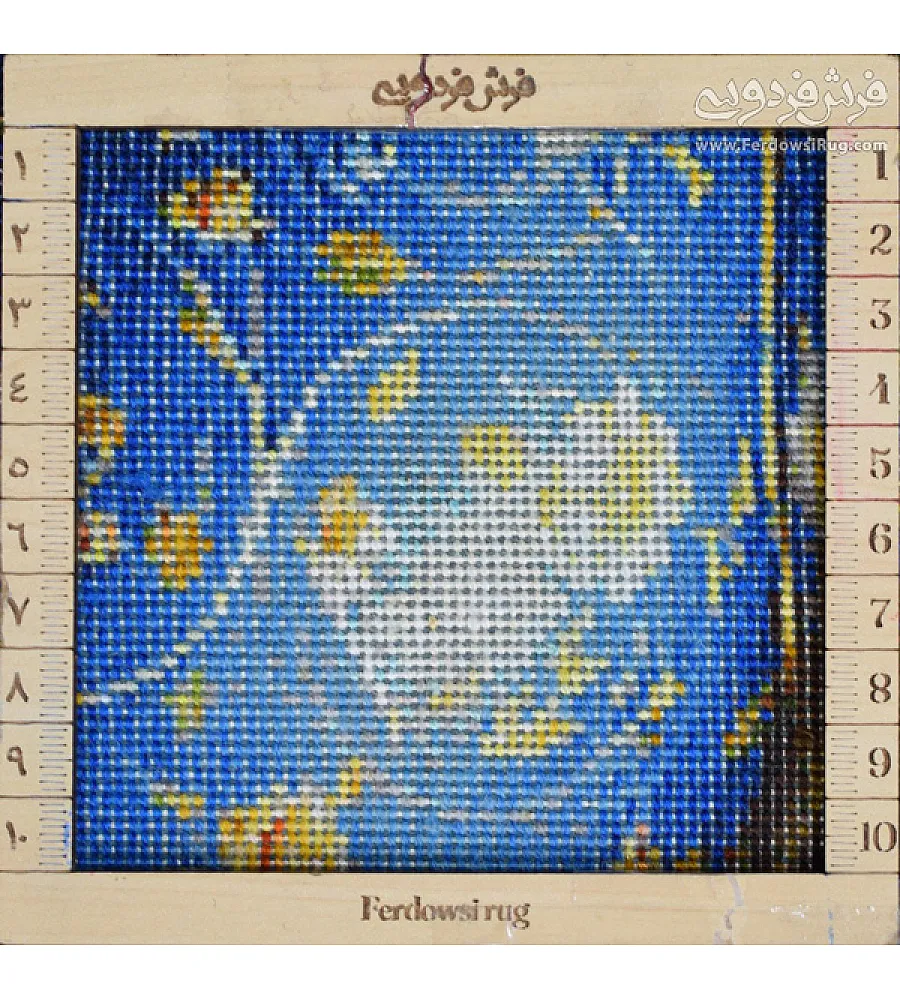 تابلو فرش دستباف طرح گلدان فیروزه ای بافت تبریز مناسب دکوراسیون لوکس و هدیه خاص